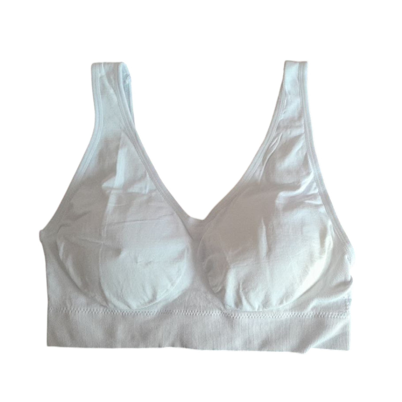 Бюстгалтер топ майка білий однотонний на широких брителях с застібкой сзаду розміри в наявності 2XL/3XL, 4XL/5XL, фото 1