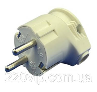 Вилка 16 А кутова із заземленням GISELT, електрична з землею, біла G30103, фото 1