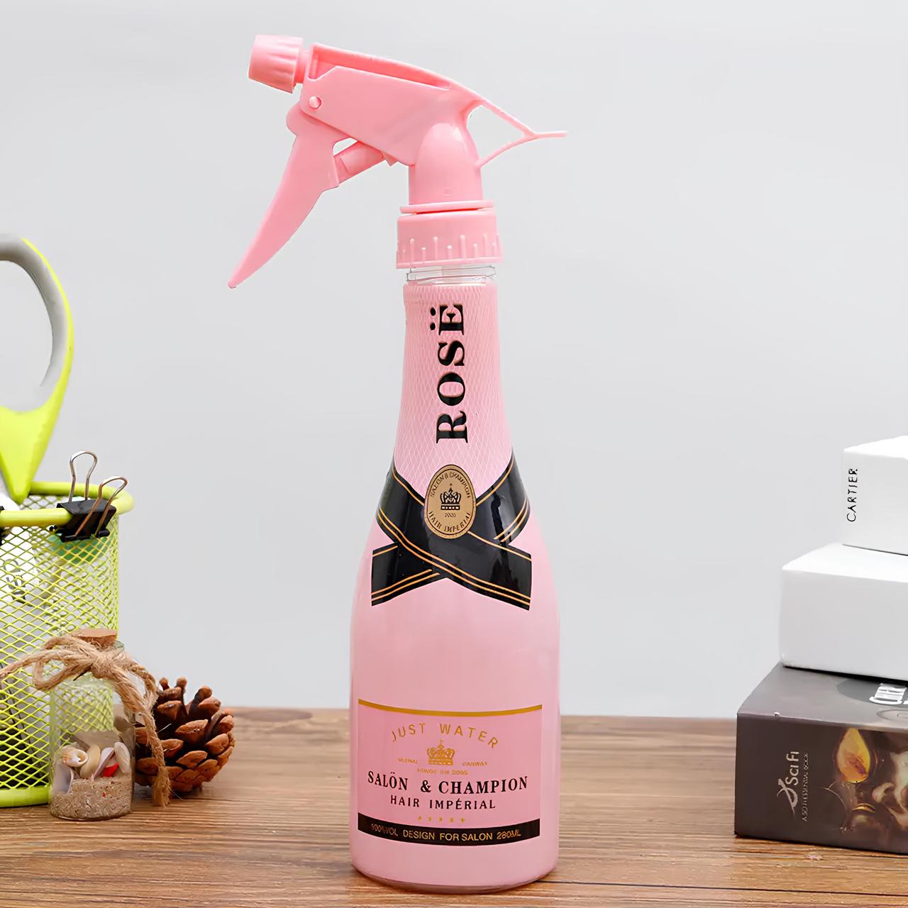 Розпилювач перукарський Rose 25,5×6,2 см, Обприскувач для перукарні, Бризгалка у вигляді пляшки з-під шампанського