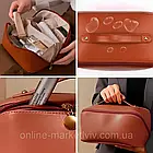 Дорожня косметичка-органайзер (23,5×13×13см), Коричневий / Жіноча косметичка / Косметичка з повним доступом, фото 5