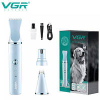 Машинка для стриження тварин VGR V-205 3 в 1 3 насадки вбудований акумулятор (1008247773)