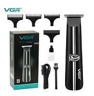 Машинка для стриження бороди та вусів VGR V 007 4 насадки неіржавка сталь акумулятор (119805575)