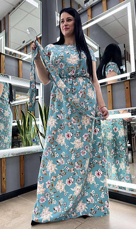 Сукня жіноча довга із софтової тканини з квітковим принтом. Розміри від 44 до 58, фото 1