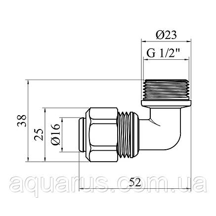 Коліно металопластикове Karro 16х1/2" РЗ нікельоване KR-0610, фото 3