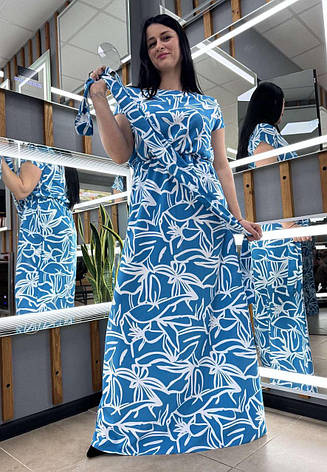 Сукня жіноча довга із софтової тканини з квітковим принтом. Розміри від 44 до 58, фото 1