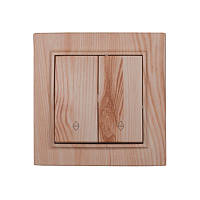 Вимикач подвійний прохідний, Enzo  біле дерево