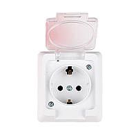 Розетка із заземленням та кришкою 16A, Hummer , білий