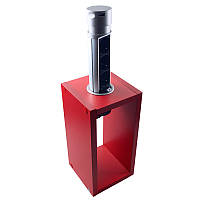 Меблева розетка вертикальна 3х16А, 2хUSB 2.4А, сріблястий металік