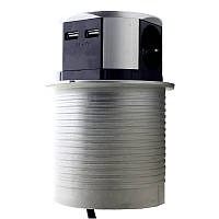 Меблева розетка 3 x 16А, 2 x USB 2.4А , металл + провід 3 x 1.5 mm²