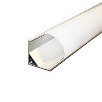 Комплект алюмінієвого профілю та матового розсіювача 2 м 15,7*15,7 мм, накладний, срібний