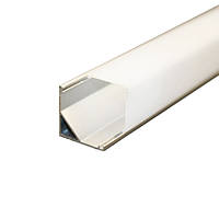 Комплект алюмінієвого профілю та матового розсіювача 2 м 15,7*15,7 мм, накладний, срібний