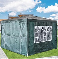 Садовий павільйон із вікнами альтанка 3x3м gazebo для кемпінгу та відпочинку зелений