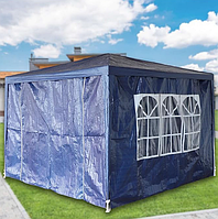 Садовий павільйон із вікнами альтанка 3x3м gazebo для кемпінгу та відпочинку синій