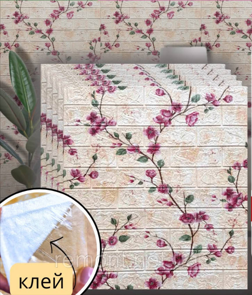 №103 Самоклеюча 3D панель "Сакура" 77×70 см товщина 4 мм, фото 1