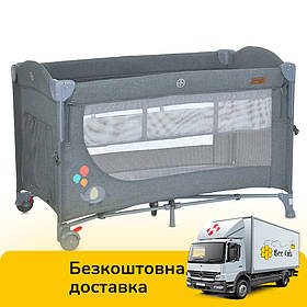 Манеж дитячий дворівневий El Camino UNITY+ (відкидний бортик, вхід-змійка) ME 1098 Gray Сірий