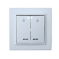 Вимикач подвійний прохідний з підсвіткою, Enzo  білий