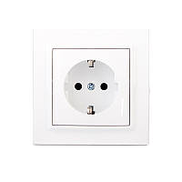Розетка із заземленням, 16А, термопластик, Enzo  білий