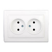 Розетка подвійна без заземлення 16А, термопластик, Enzo  білий