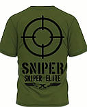 Футболка чоловіча з написом SNIPER ELITE ,зелена, фото 5