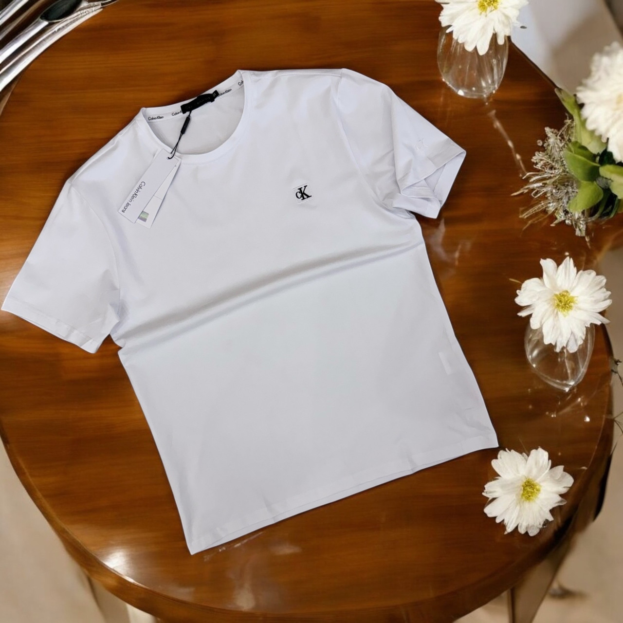 Футболка чоловіча Calvin Klein модна чоловіча футболка біла для чоловіків