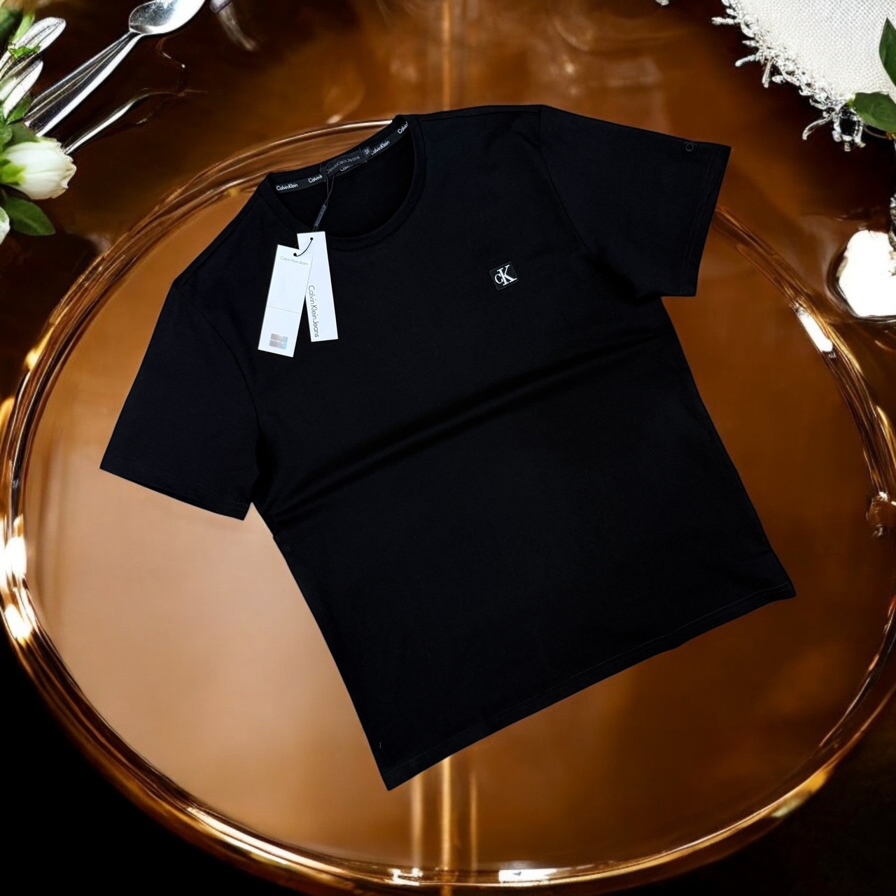 Футболка чоловіча Calvin Klein модна чоловіча футболка чорна для чоловіків