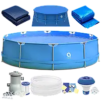 Бассейн садовый Avenli Ø366x76 см, металлический каркас, фильтр-насос + аксессуары Полный комплект 19в1
