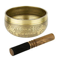 Співоча чаша Kailash Мандала Мані Полум'я Мантра Мані Подвійний ваджр 150х150х73 мм Бронзовий, 8614026 - 126