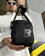 Чорна барсетка через плече - легка чоловіча сумка з блискавкою та ременем New balance