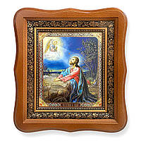 Ікона Моління про чашу, лик 15х18 см, в світлому дерев'яному кіоті