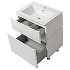 Тумба підлогова ЮВВІС Ліон біла 70 см з умивальником Веста 70 см, фото 2