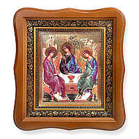 Ікона Свята Трійця, лик 15х18 см, в світлому дерев'яному кіоті