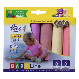 Крейда кольорова Zibi JUMBO, 6 шт, BABY Line, фото 1