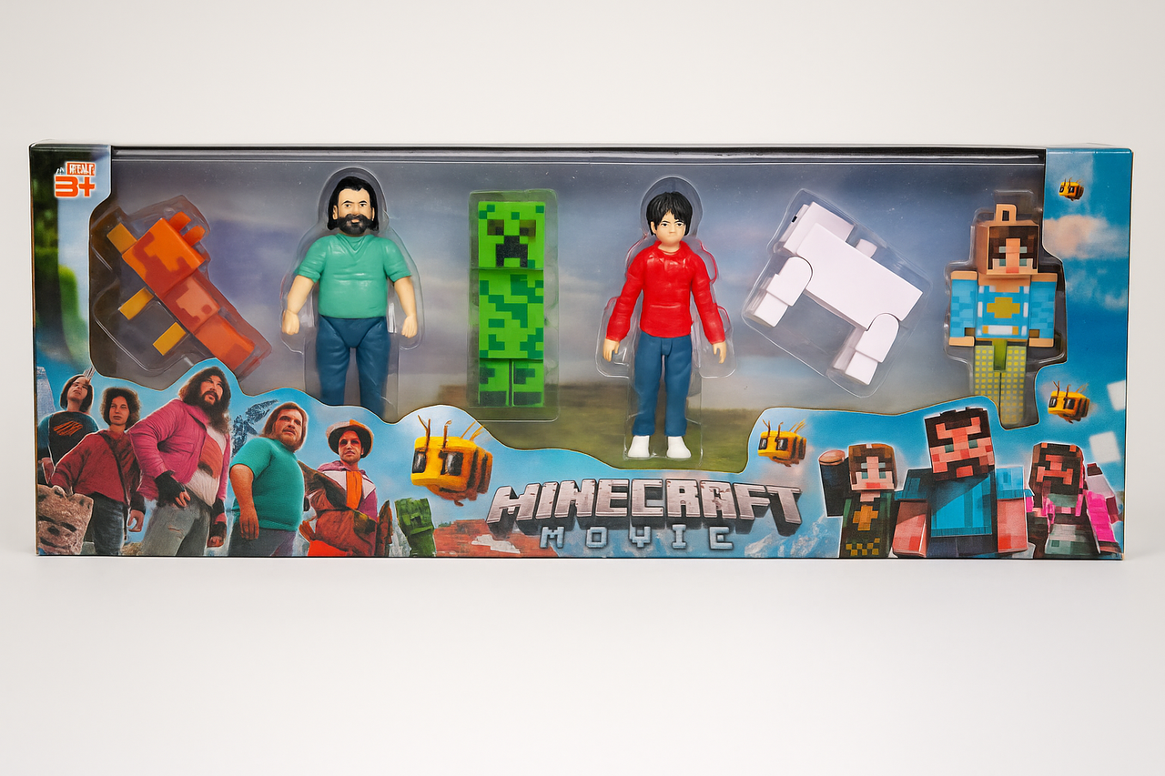 Набір фігурок з фільму Minecraft Movie (6 героїв + аксесуари) Майнкрафт Герої 978060-3, фото 1