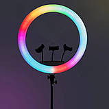 Світлодіодна кільцева RGB лампа MJ56 з пультом та штативом 2м кольорове студійне відеосвітло для фото відео, фото 2