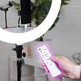 Світлодіодна кільцева RGB лампа MJ56 з пультом та штативом 2м кольорове студійне відеосвітло для фото відео, фото 3