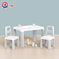 Стіл дитячий з двома стільцями сірий 0150 Технок