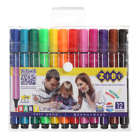 Фломастери Zibi JUMBO, 12 кольорів, BABY Line