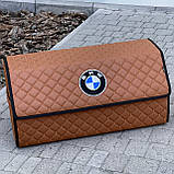 Органайзер у багажник з вишивкою BMW, коньячний, 65 см, автомобільний органайзер в авто, фото 5