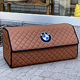 Органайзер у багажник з вишивкою BMW, коньячний, 65 см, автомобільний органайзер в авто, фото 2