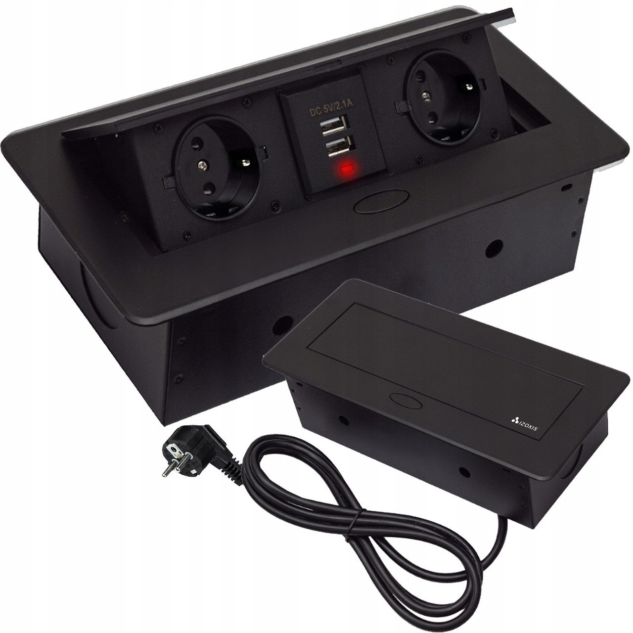 Вбудована розетка Izoxis 21446 — 2×230 В + 2×USB, прихована, фото 1