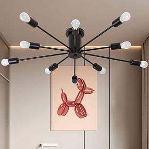 Стельова чорна люстра на 10 плафонів (52-9901-10 BK), фото 2