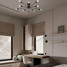 Стельова чорна люстра на 10 плафонів (52-9901-10 BK), фото 3