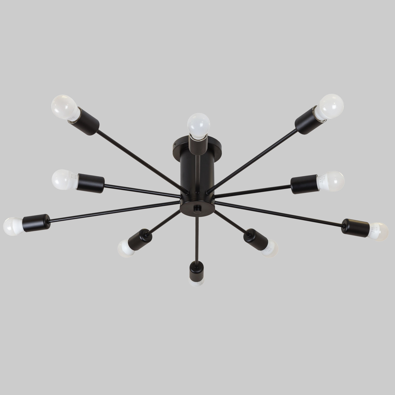 Стельова чорна люстра на 10 плафонів (52-9901-10 BK)