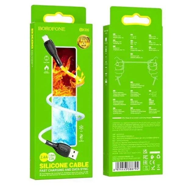 Кабель Lightning Borofone BX86 Advantage 1m (Чорний)