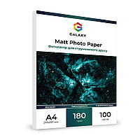 Фотопапір матовий Galaxy A4 (100 л) 180 г/м2 матовий фотопапір для принтера GAL-A4MC180-100