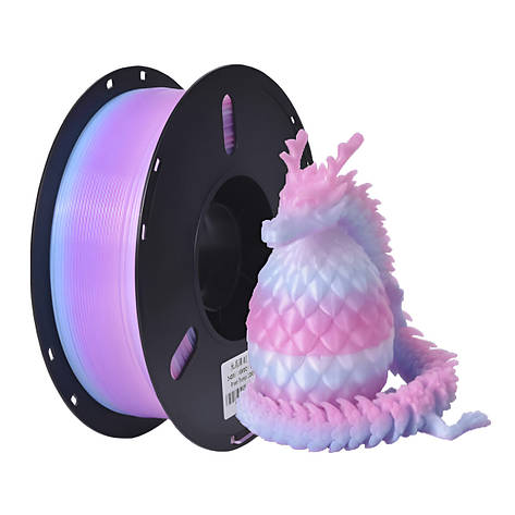 Пластикова нитка PLA, 1.75 мм, 1 кг, кришталево-веселковий синьо-червоний (Crystal Rainbow Blue-Red), фото 1