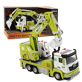 Спецтехніка дитяча вантажівка трал автовоз з екскаватором металопластик 1:40 звук світло рухомі елементи 25*7*12см (TK-42800)
