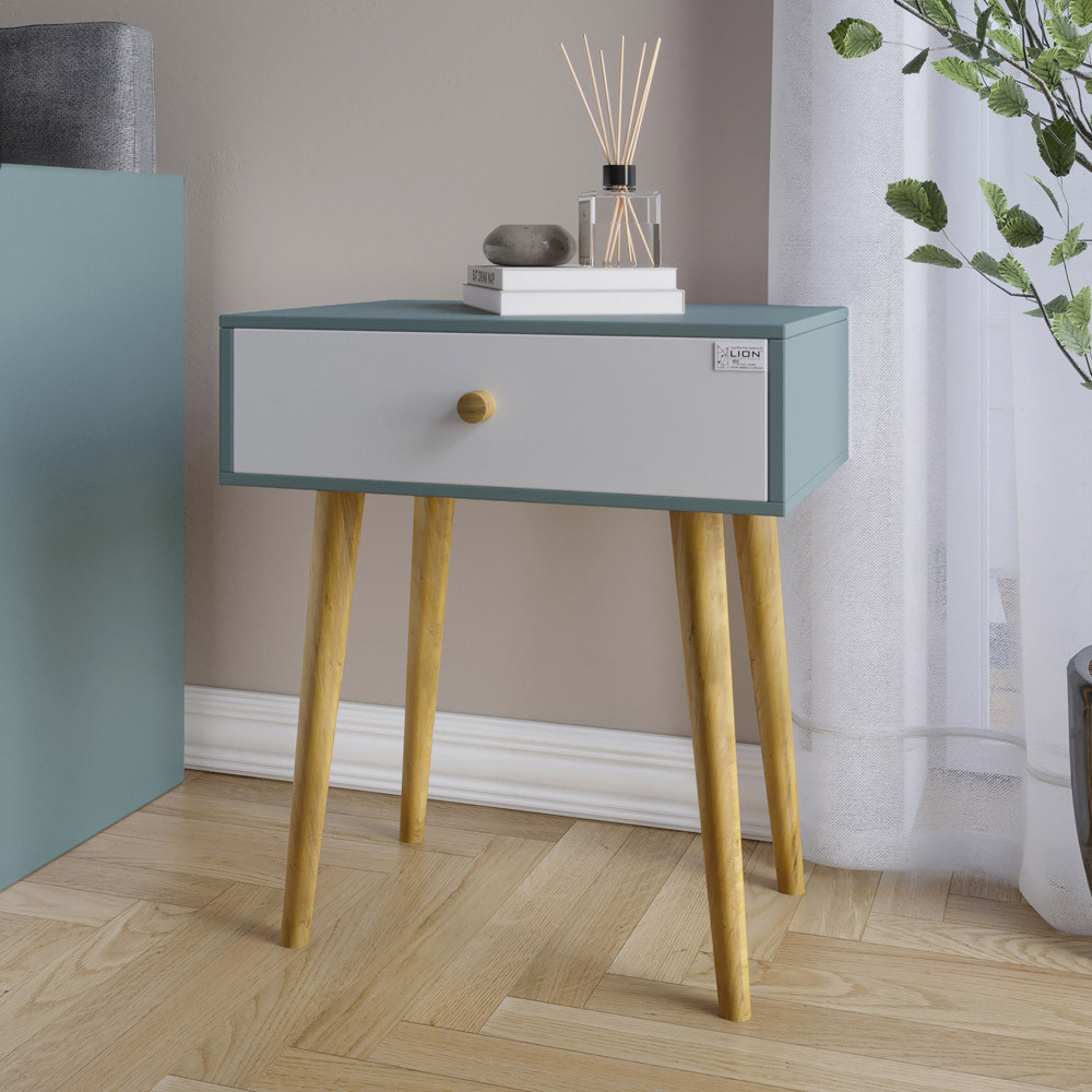 Тумба приліжкова LION Хьюге-4 Граніт/Німфея Альба (білий) (LION-041017)