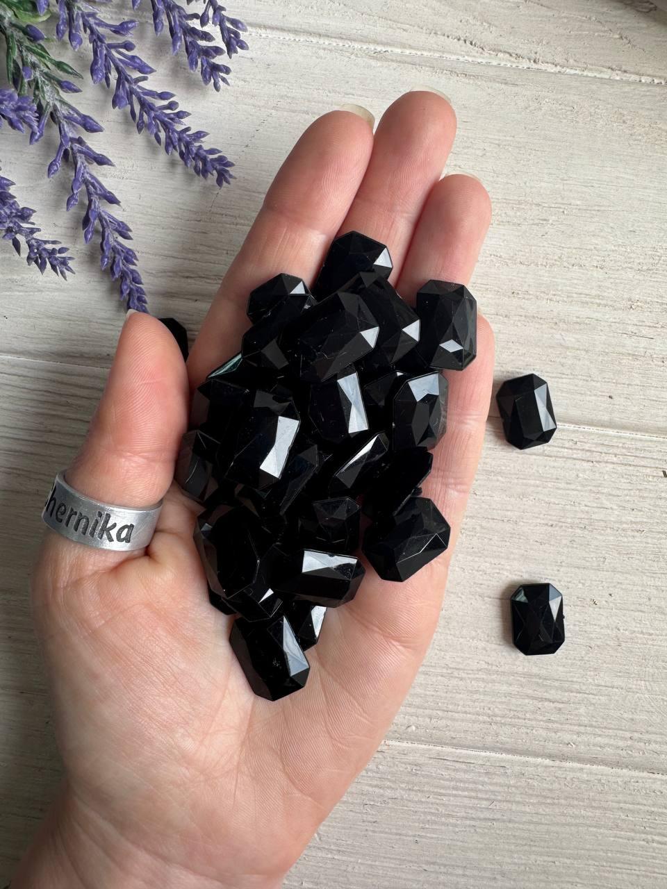 Кабошон " Прямокутник 18*13 мм " чорний 50 шт, фото 1