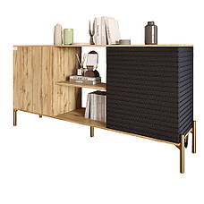 Комод відкритий на золотих металевих ніжках LION Грей Дуб Аппалачі/Асфальт (LION-042744), фото 2